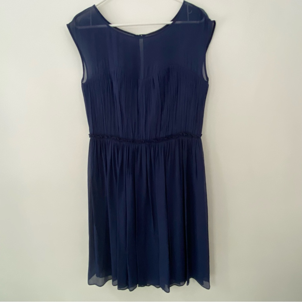 Boden Eva Dress, Navy Blue with sweetheart sheer neck and waist details, Size 8R